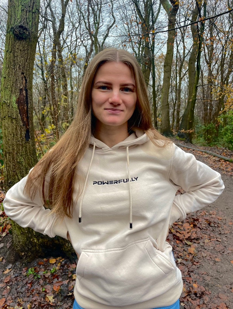 Embroidered Hoodie Sand