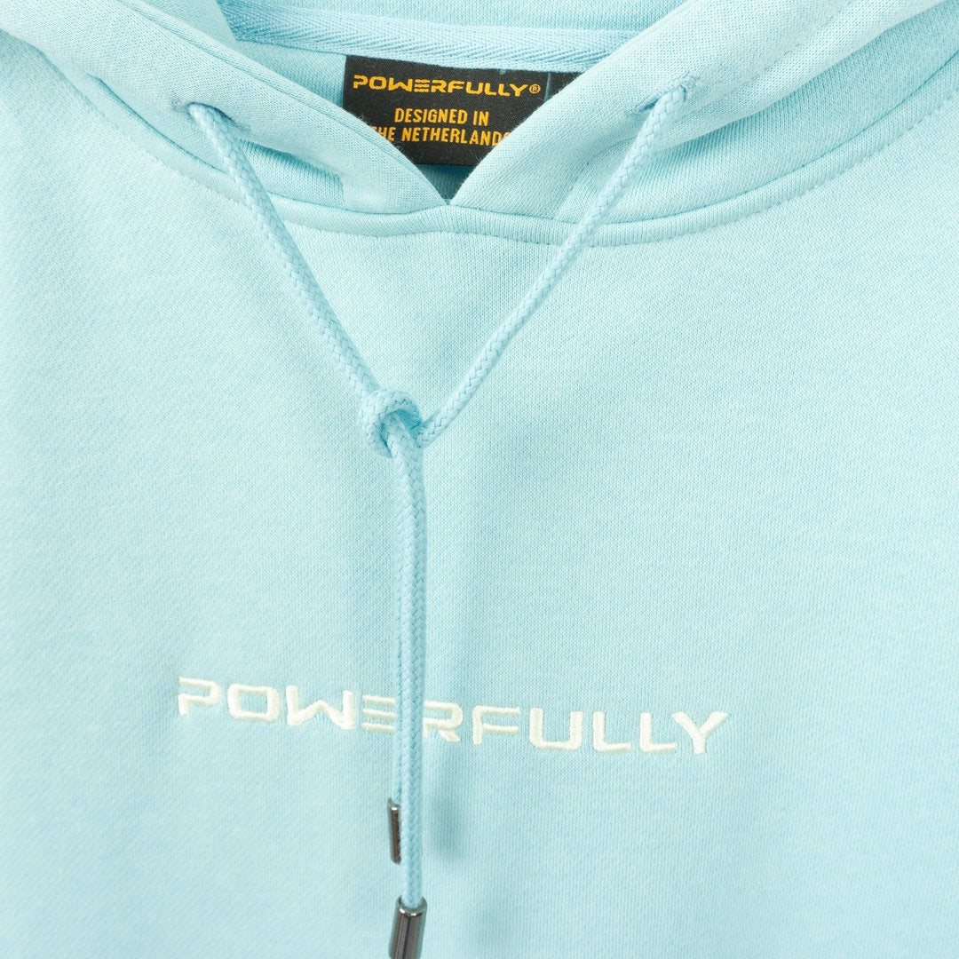 Embroidered Hoodie Light Blue Basic