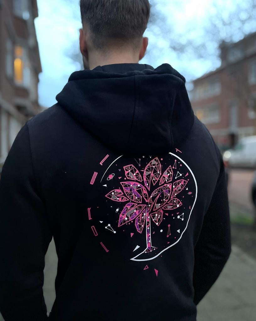 Powerful Galaxy Hoodie Black Magenta