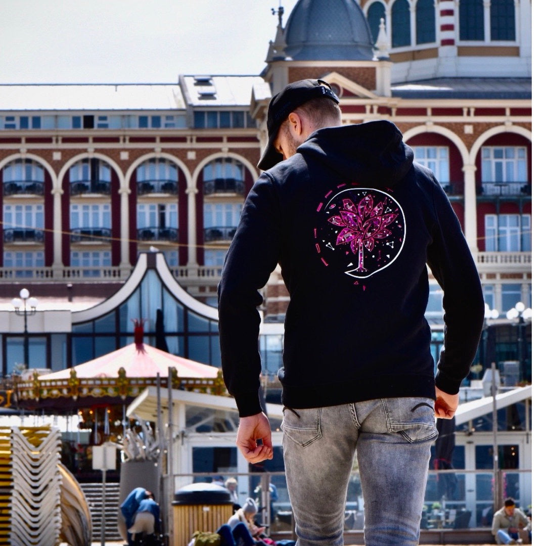 Powerful Galaxy Hoodie Black Magenta