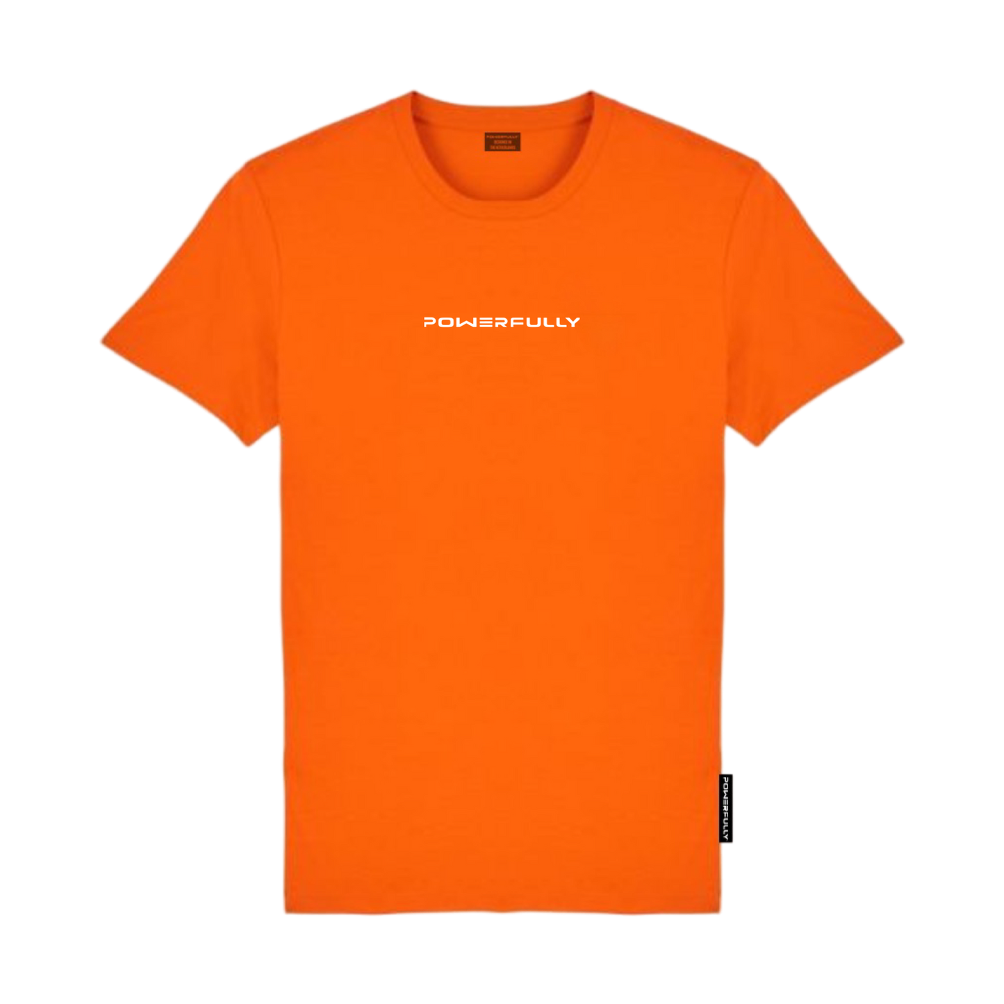 Powerfully geborduurd shirt tangarine