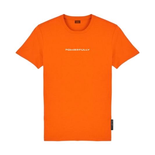 Powerfully geborduurd shirt tangarine